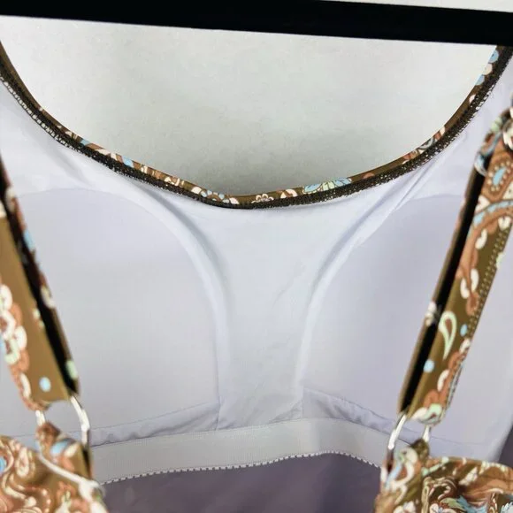 Eomenie One Piece Swimdress Swimsuit Size 2XL Tummy Control Brown Floral NWT - Picture 3 of 9